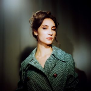 Model in Green Vintage Jacket Shot Film Noir Style