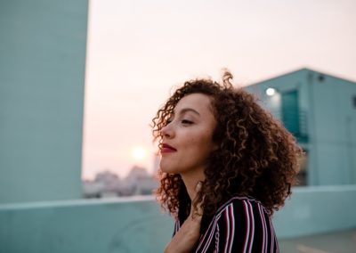 Model Sarah Otte Photographer Meg Aghamyan portrait on rooftop